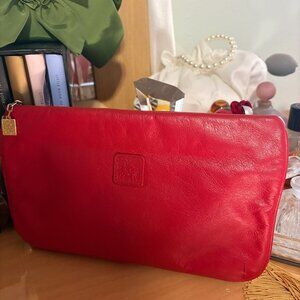ANNE KLEIN RED LEATHER CLUTCH